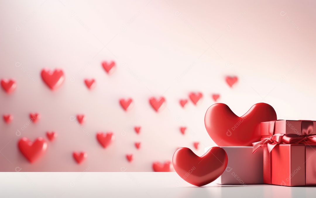 Caixas de presente em celebração dia dos namorados sobre fundo isolado