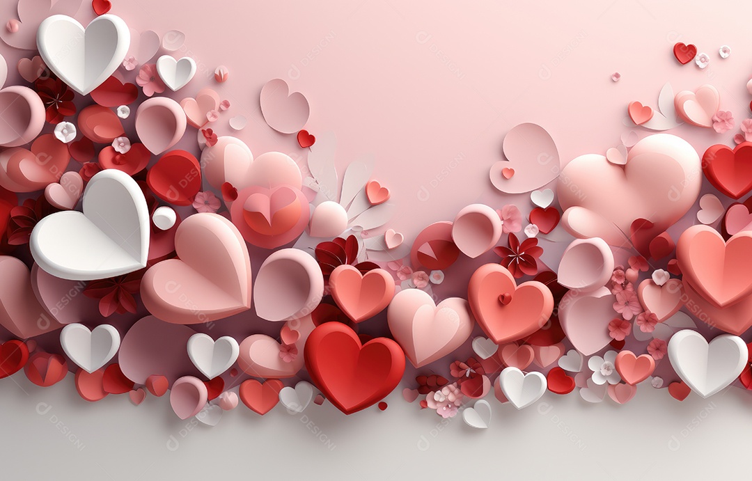 Corte de papel de Feliz Dia dos Namorados, coração com formato de coração de papel origami em fundo de cor pastel para cartão de felicitações, banner, pôster, site de cabeçalhos.