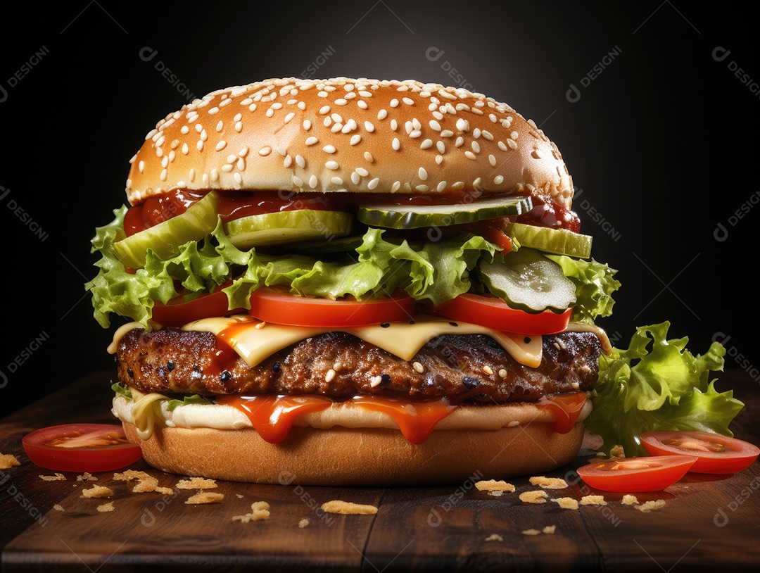 Delicioso hambúrguer sobre a mesa