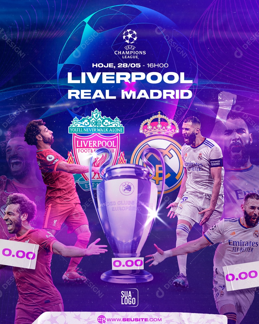 Social Media Flyer Story Liverpool X Real Madrid Champions League PSD Editável