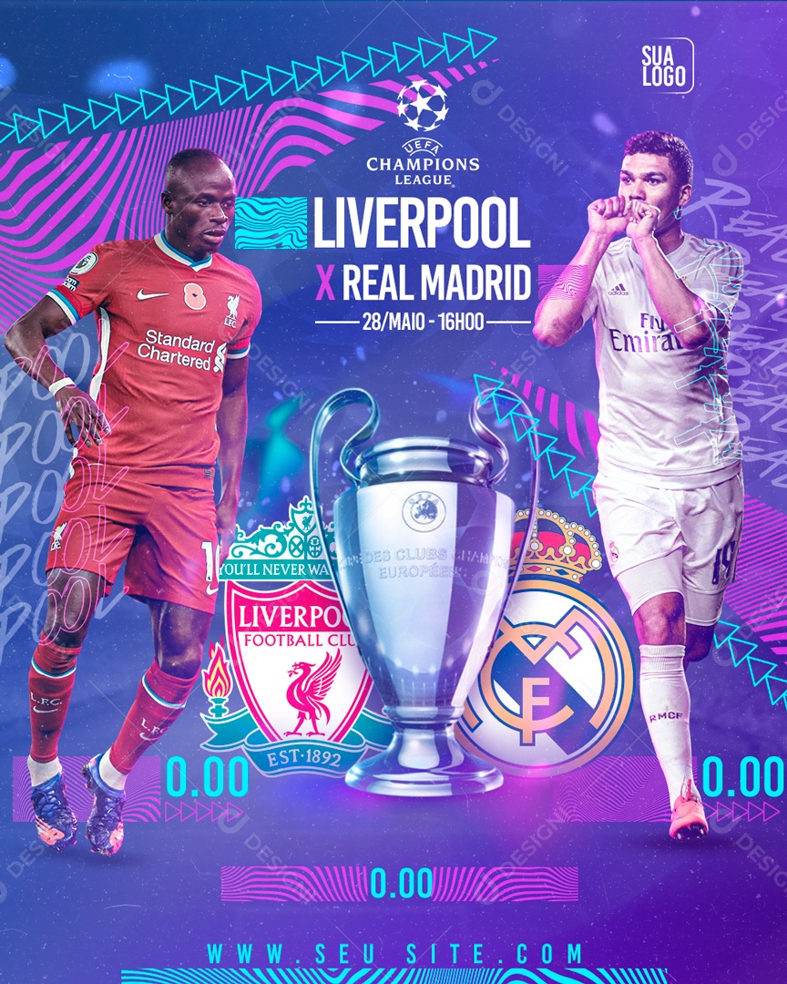 Social Media Flyer Story Liverpool X Real Madrid Champions League PSD Editável