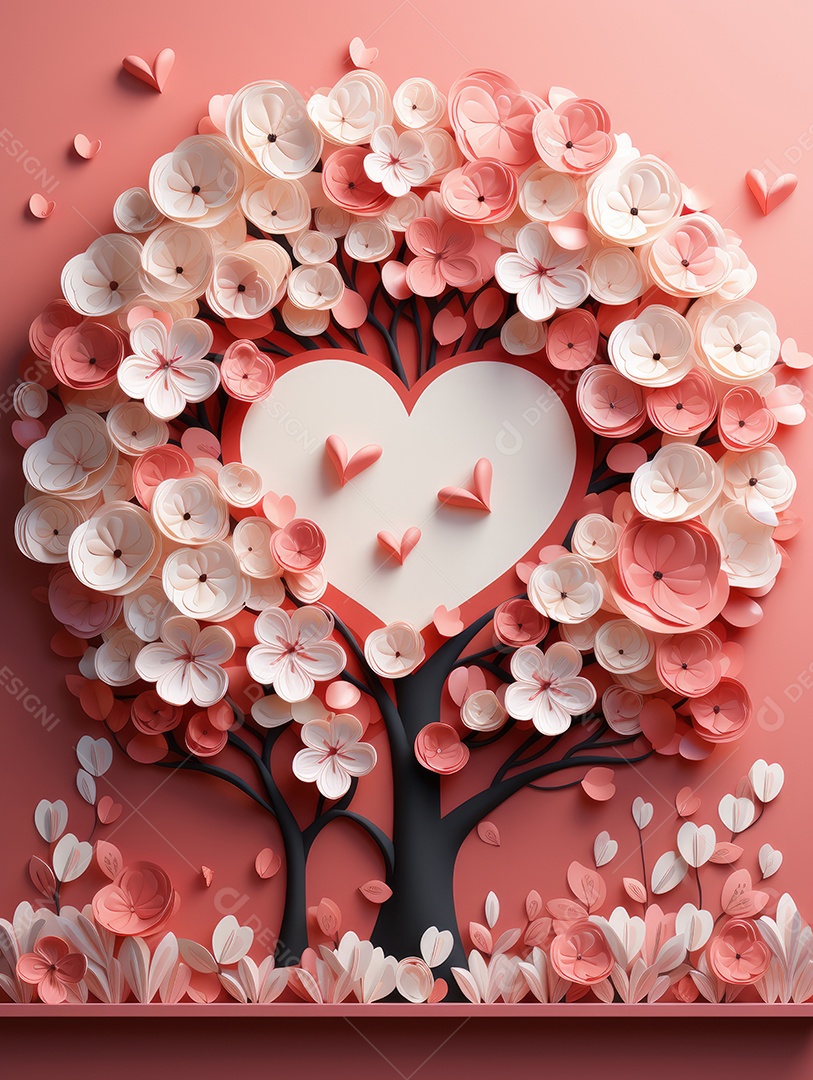 Feliz conceito de dia dos namorados com fundo de estilo de corte de papel em várias camadas. Fundo com corações cortados em papel.