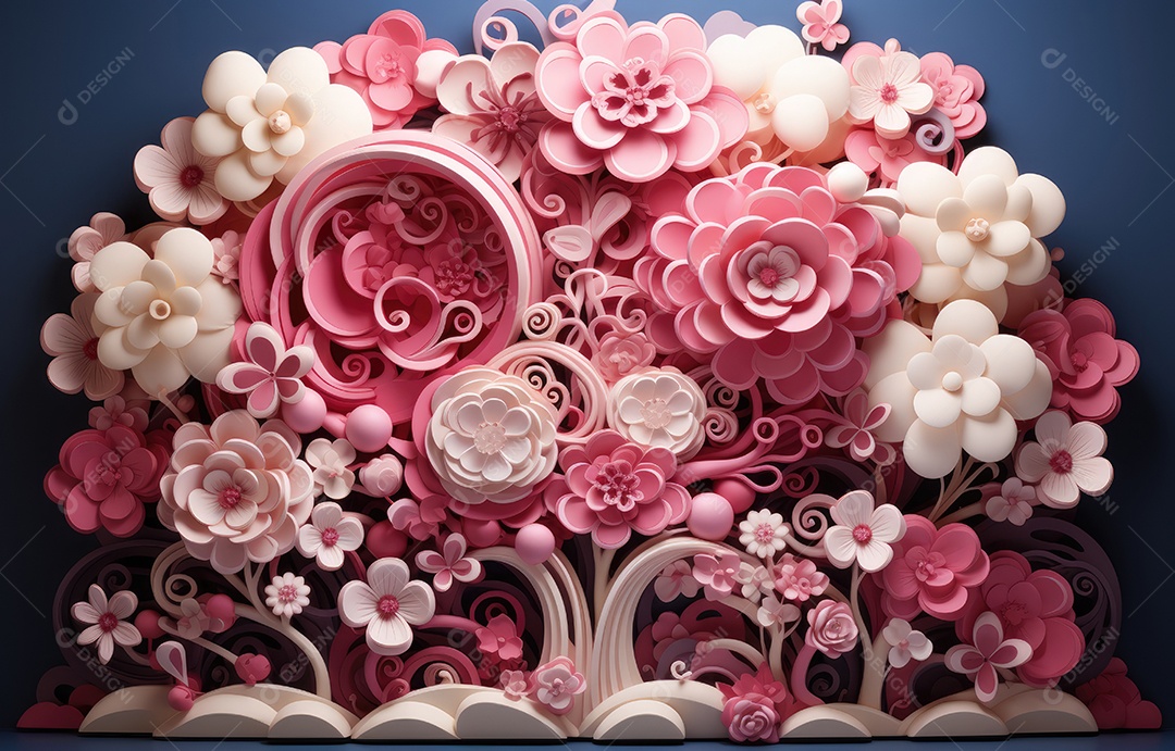 Corte de papel de Feliz Dia dos Namorados, coração com formato de coração de papel origami em fundo de cor pastel para cartão de felicitações, banner, pôster, site de cabeçalhos.