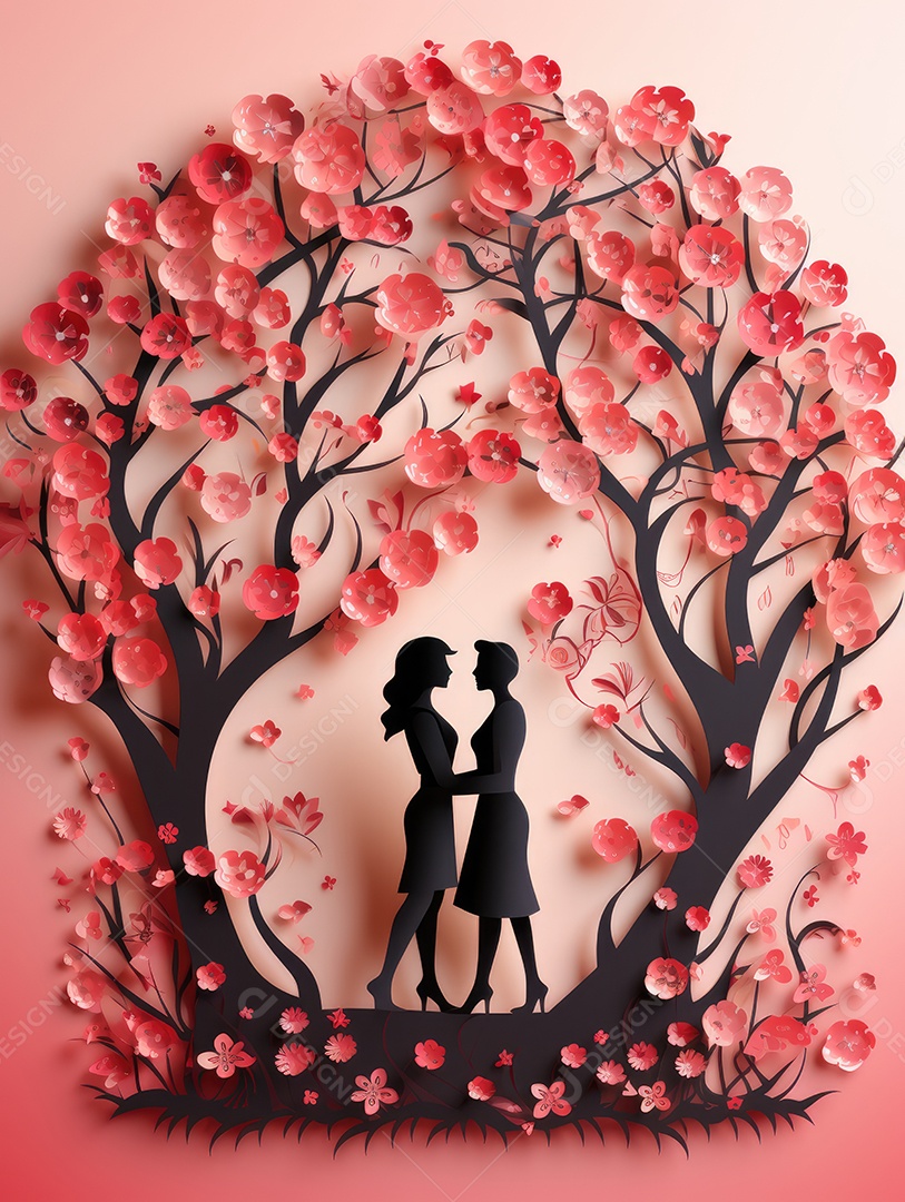 Corte de papel de Feliz Dia dos Namorados, coração com formato de coração de papel origami em fundo de cor pastel para cartão de felicitações, banner, pôster, site de cabeçalhos.