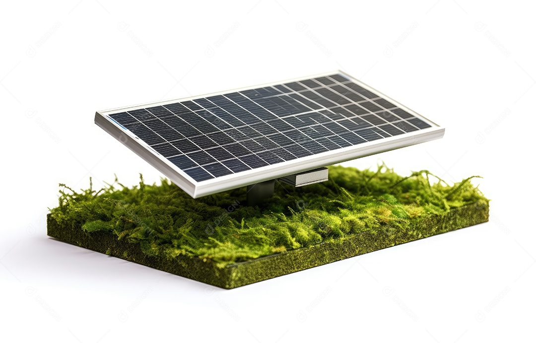 Placa solar sobre fundo isolado branco