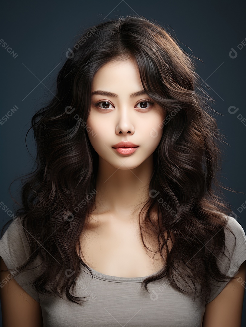 Linda mulher jovem sobre fundo desfocado