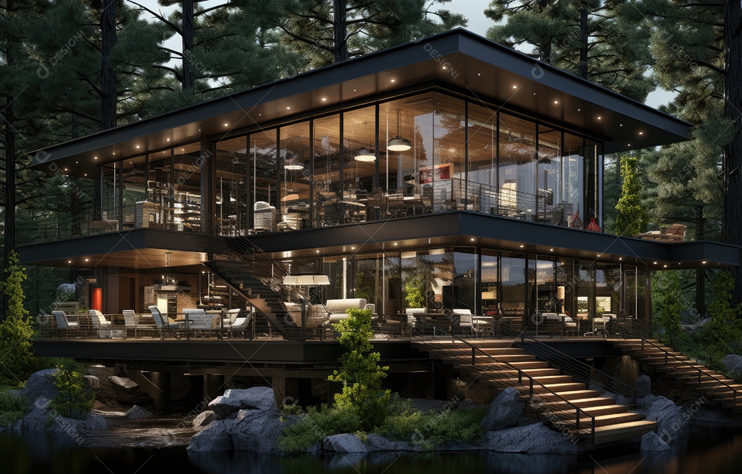 Empresa construindo floresta decorada, empresa verde conceito de carbono zero.