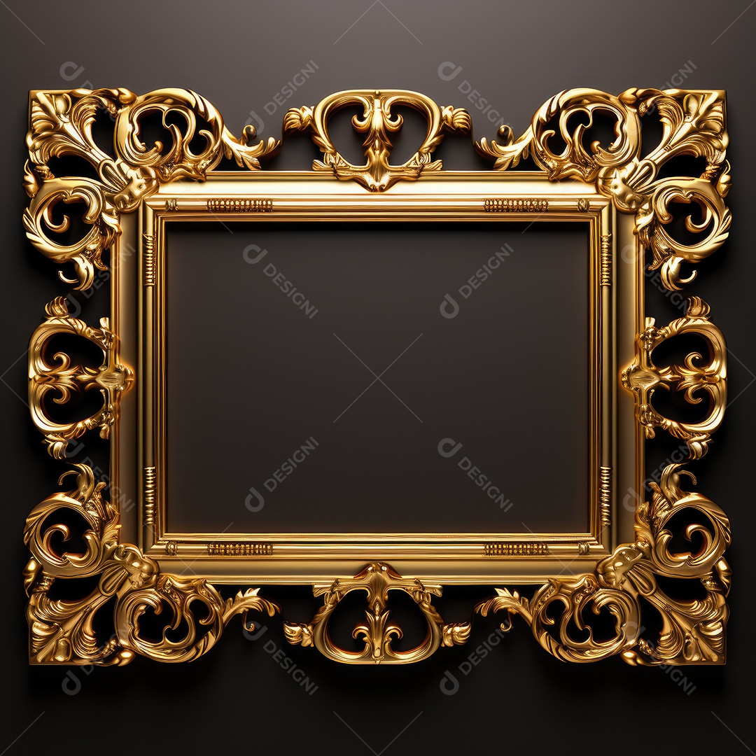 Moldura de quadro dourada sobre fundo isolado