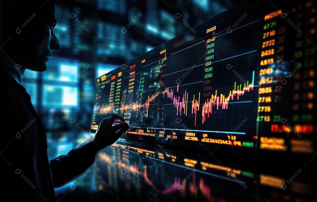 Exibição brilhante do mercado de ações, gráfico de opções detalhado