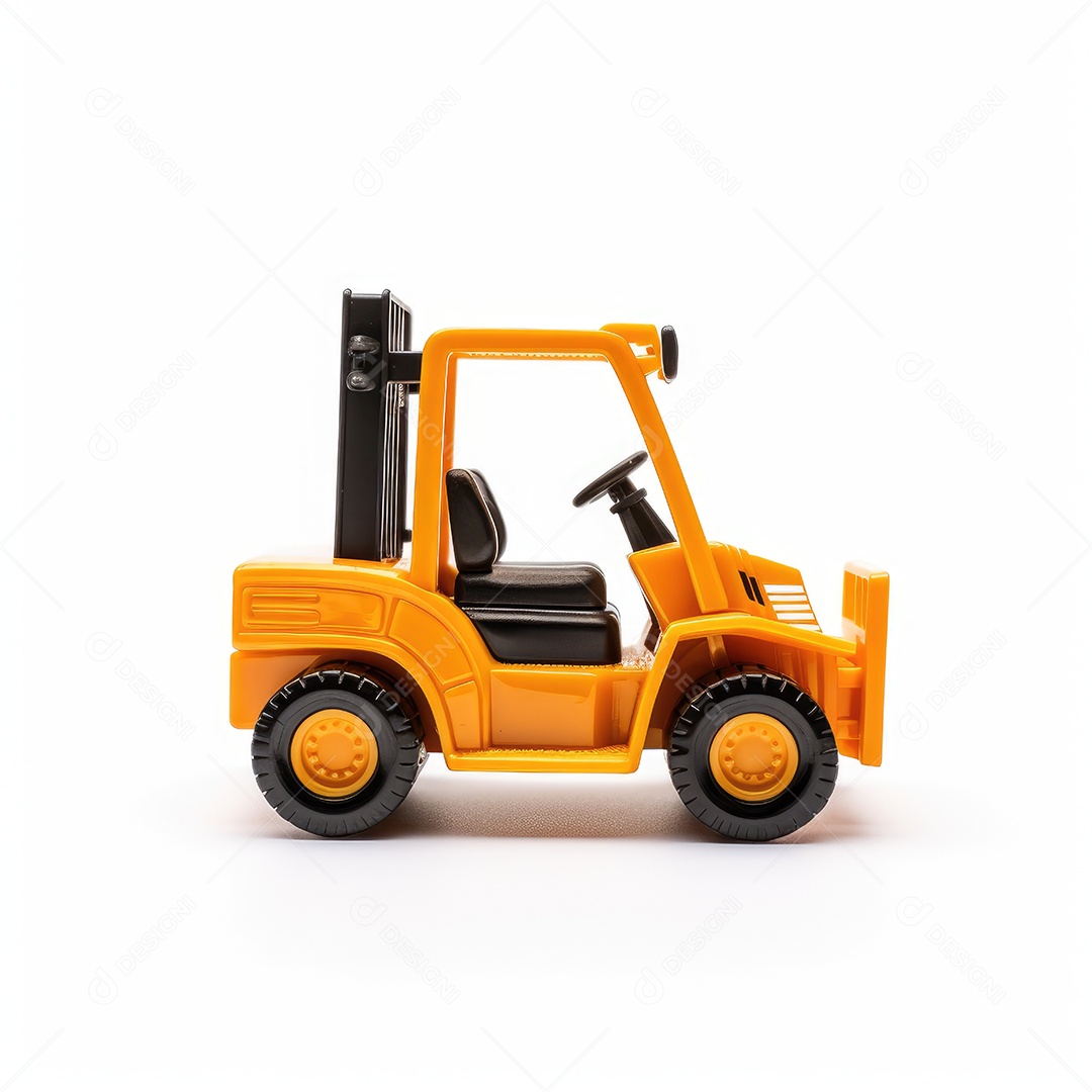 Retroescavadeira 3D em fundo branco. ilustração.