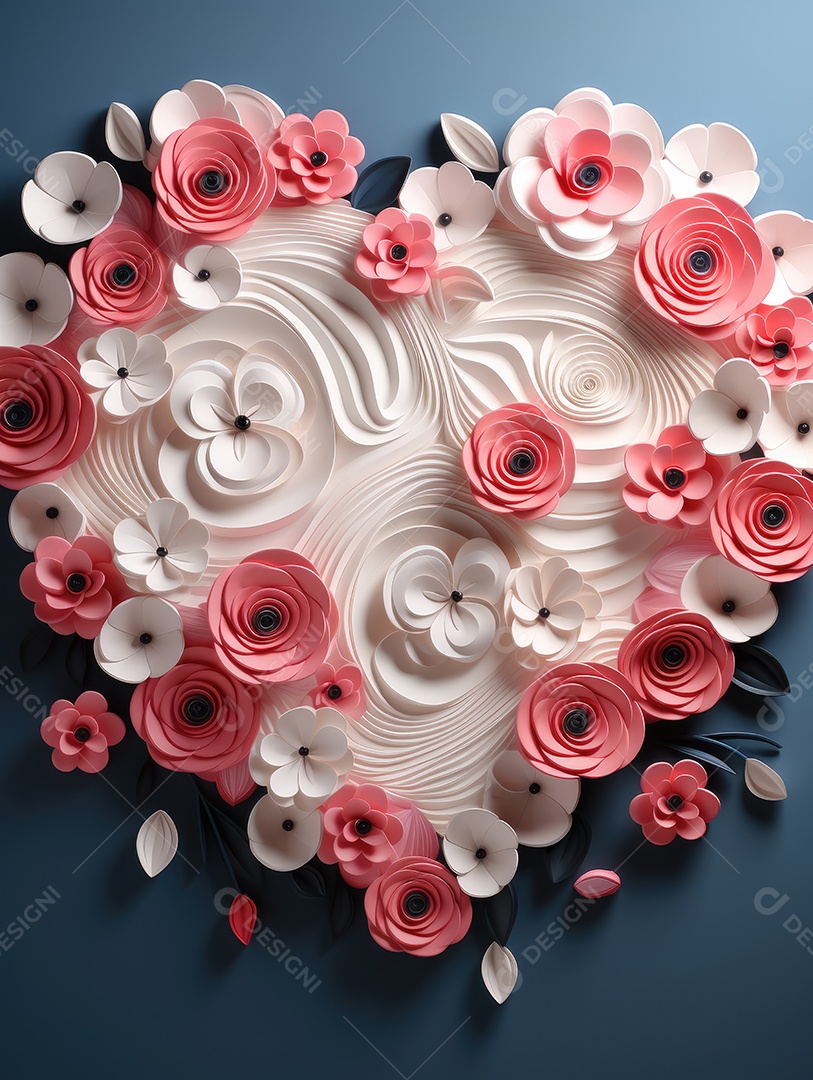 Corte de papel de Feliz Dia dos Namorados, coração com formato de coração de papel origami em fundo de cor pastel para cartão de felicitações, banner, pôster, site de cabeçalhos.