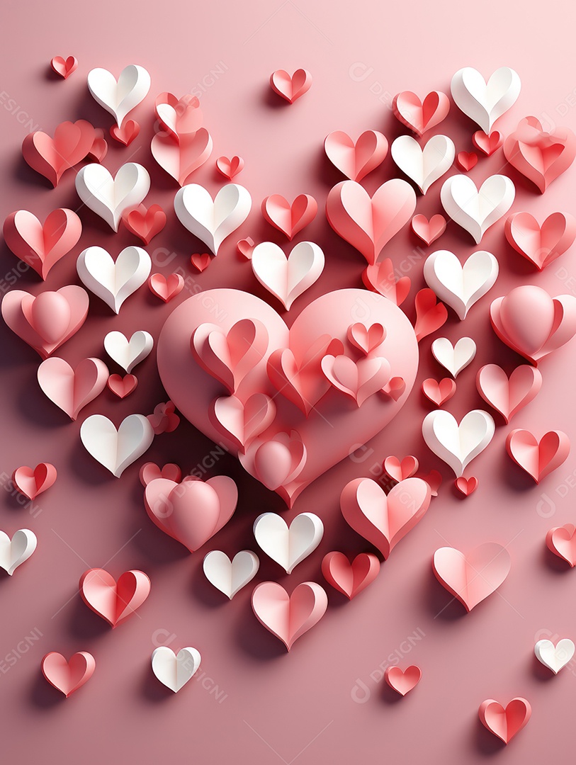 Feliz conceito de dia dos namorados com fundo de estilo de corte de papel em várias camadas. Fundo com corações cortados em papel.