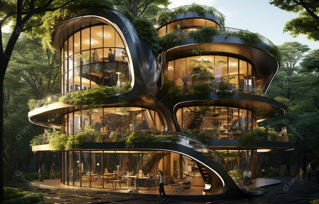 Casa sobre uma floresta.