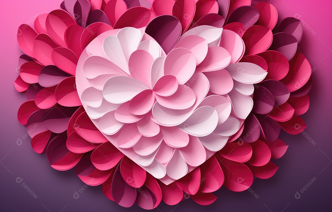 Feliz conceito de dia dos namorados com fundo de estilo de corte de papel em várias camadas. Fundo com corações cortados em papel.