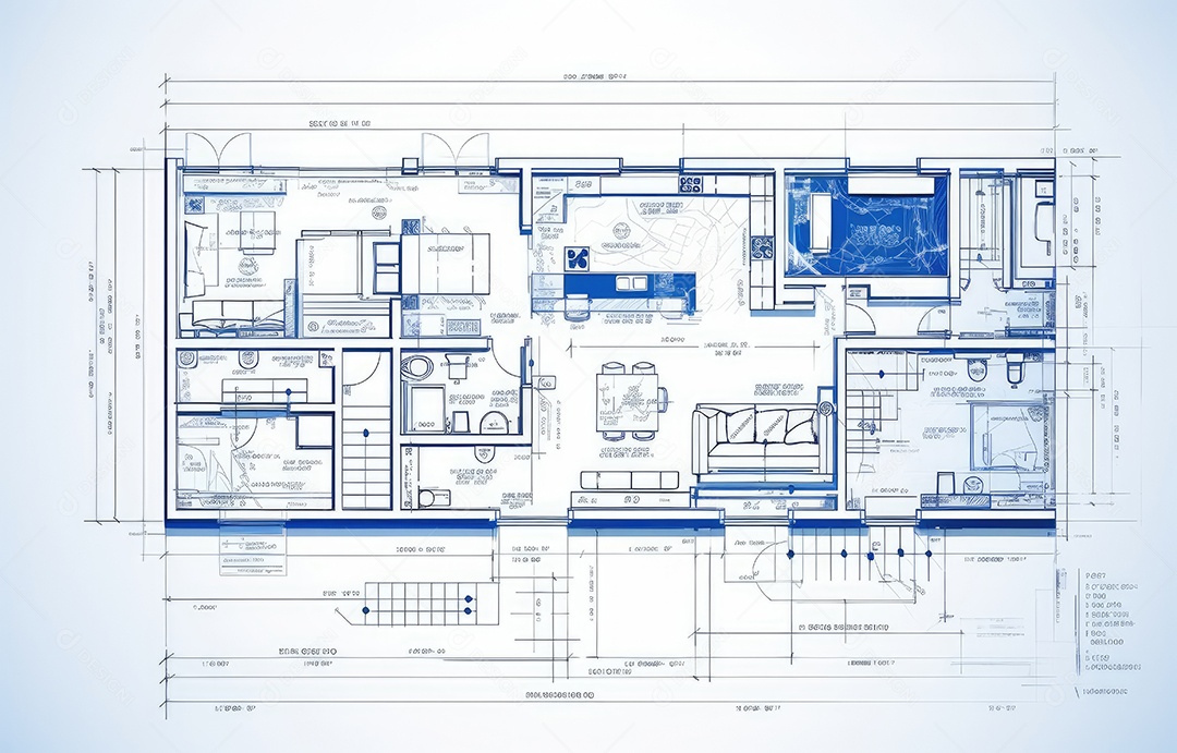 Design de interiores, projeto de casa e linha de plano de arquitetura de casa.