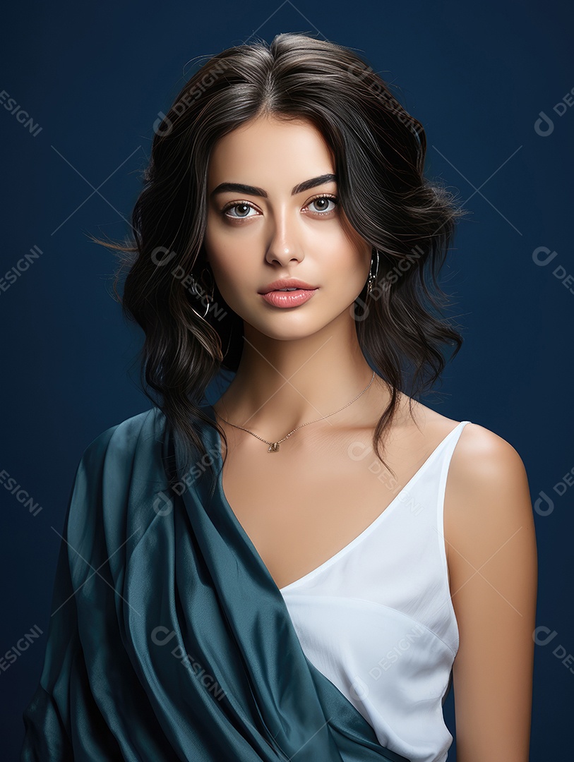 Fotografia de retrato de jovem mulher de beleza asiática com estilo de maquiagem coreano.