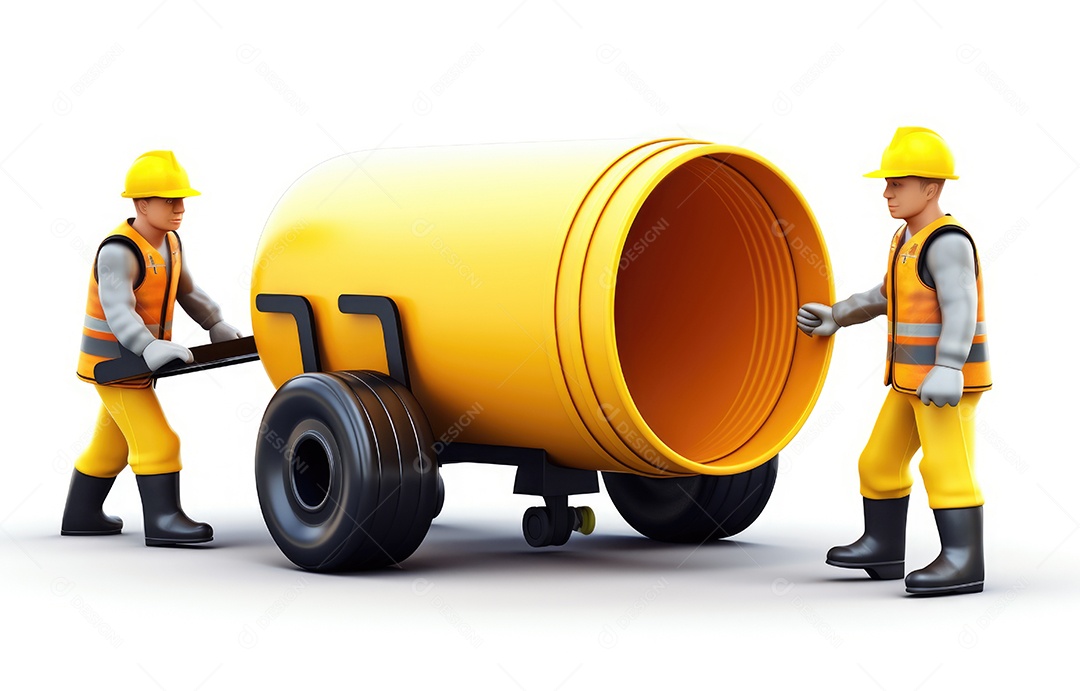 Engenheiro de construção de estradas trabalha com trabalhador e rolo de tambor duplo amarelo