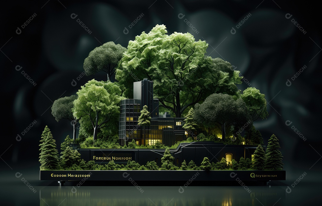 Casa sobre uma floresta.