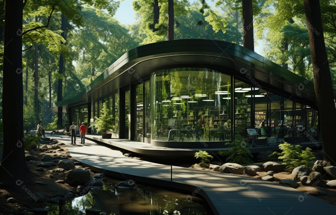 Casa sobre uma floresta.