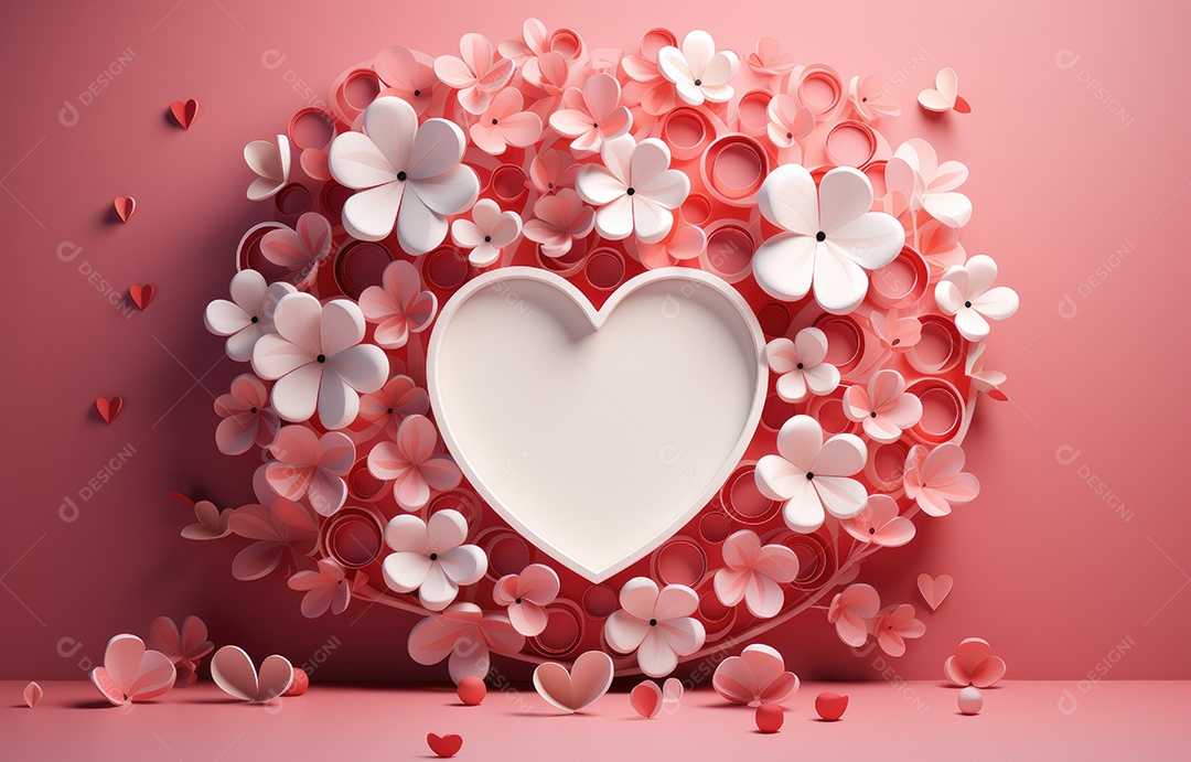 Feliz conceito de dia dos namorados com fundo de estilo de corte de papel em várias camadas. Fundo com corações cortados em papel.