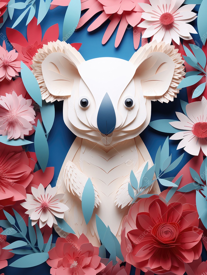 Feliz dia da Austrália com arte artesanal de corte de papel. Ícone do canguru da Austrália, coala. Conceito de design do dia da Austrália.