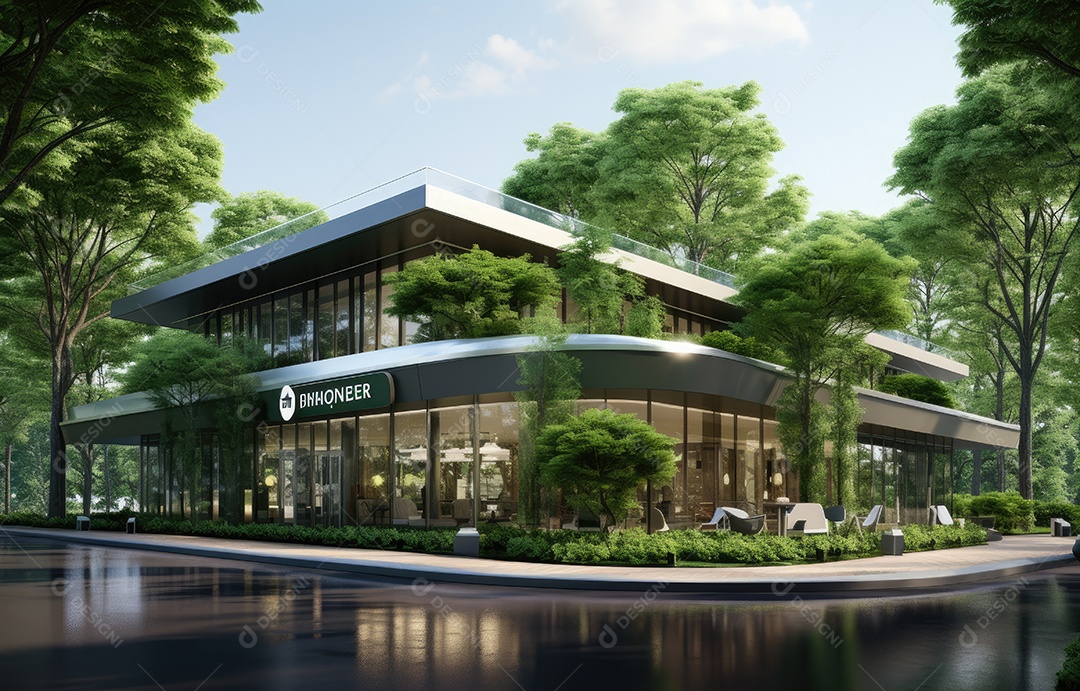 Casa sobre uma floresta.