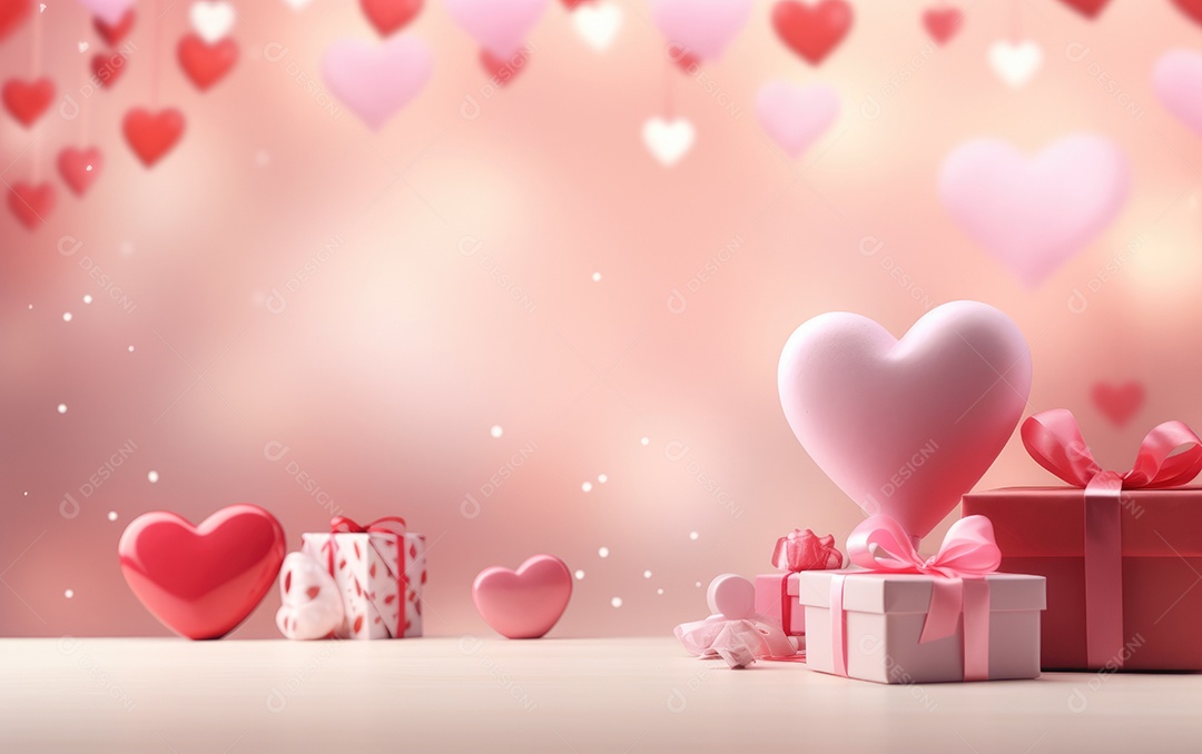 Namorados saudação fundo em es////tilo realista de corte de papel. Corações de papel e realistas.