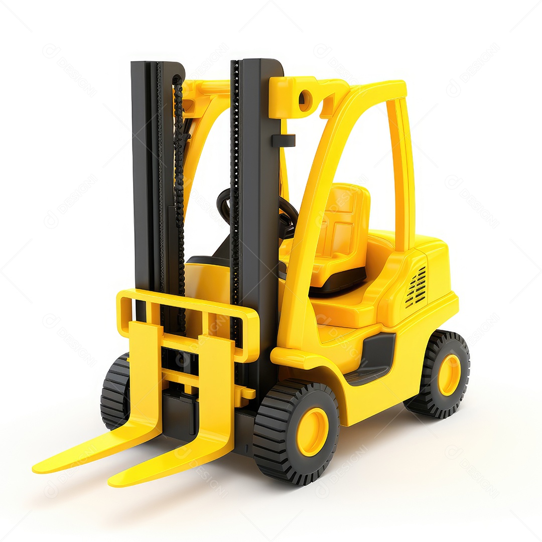 Empilhadeira em fundo branco isolado.