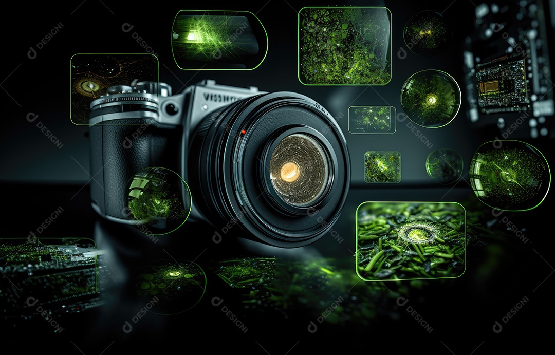 Câmera fotográfica tirando fotos do meio ambiente.