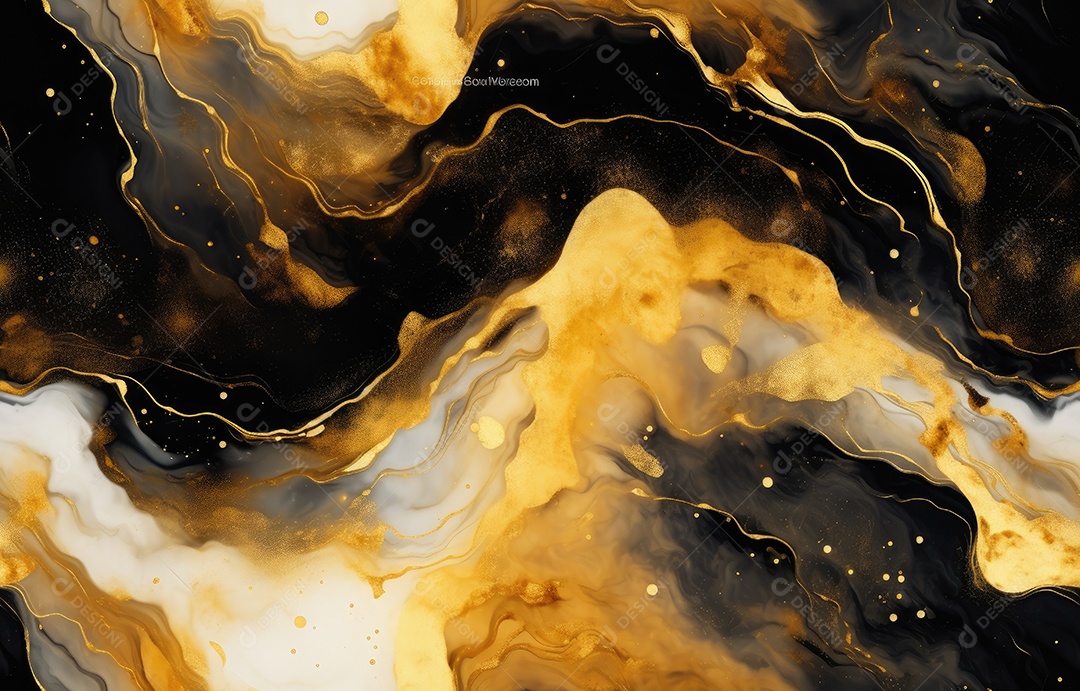 Padrão dourado, amarelo e branco natural de fundo de textura de mármore cinza escuro.