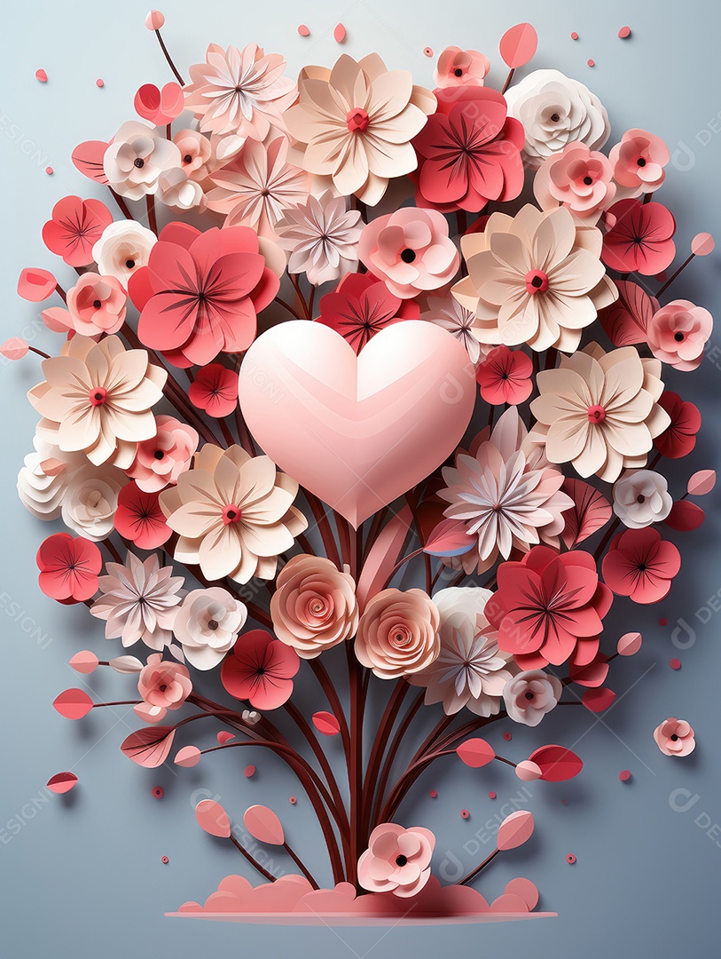 Feliz conceito de dia dos namorados com fundo de estilo de corte de papel em várias camadas.