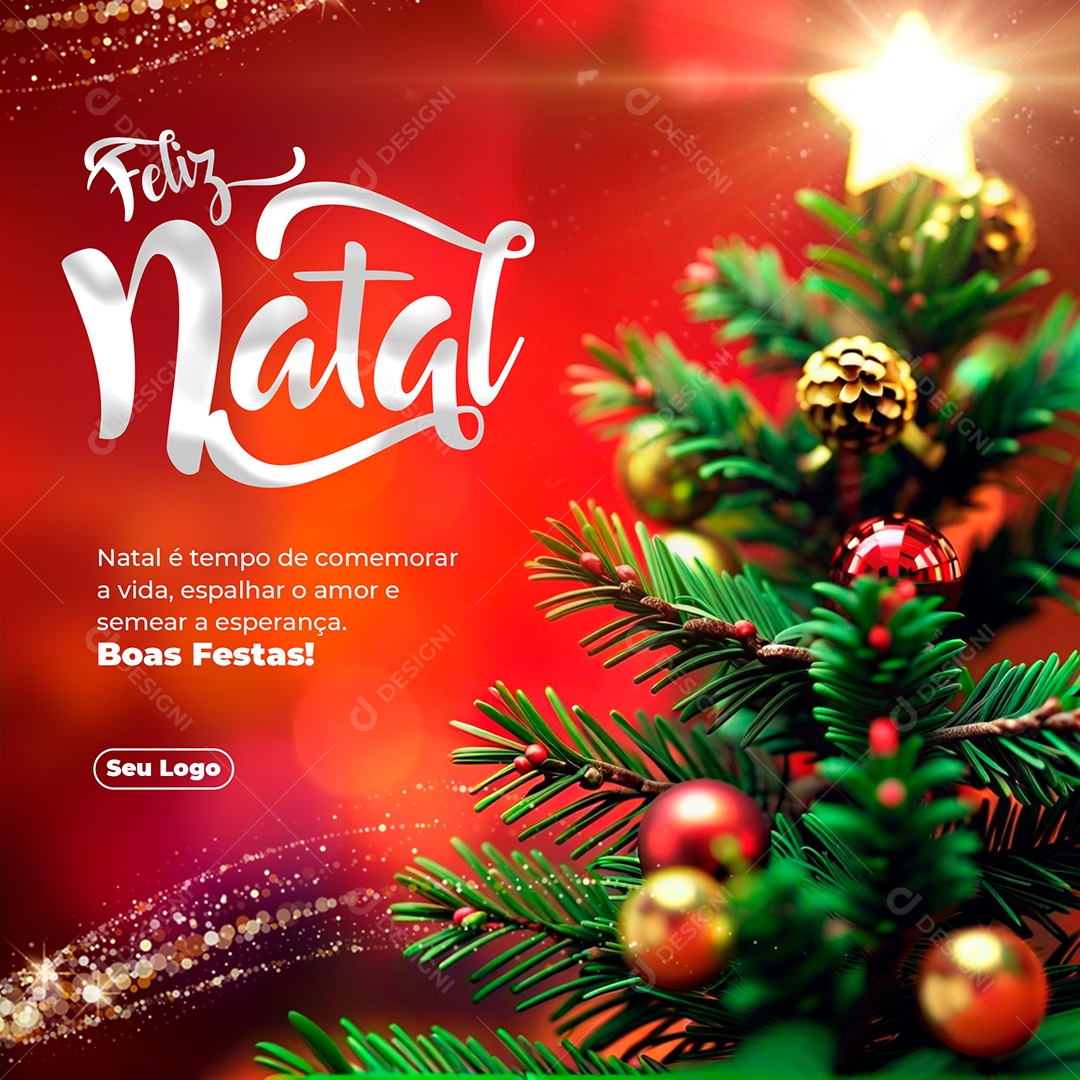 feliz natal é um Tempo de Comemorar a Vida Social Media PSD Editável