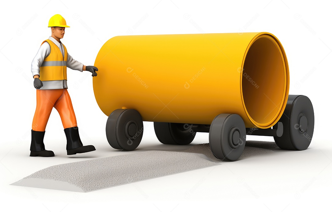 Engenheiro de construção de estradas trabalha com trabalhador e rolo de tambor duplo amarelo