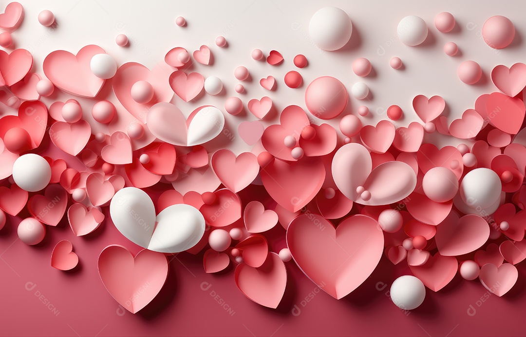 Corte de papel de Feliz Dia dos Namorados, coração com formato de coração de papel origami em fundo de cor pastel para cartão de felicitações