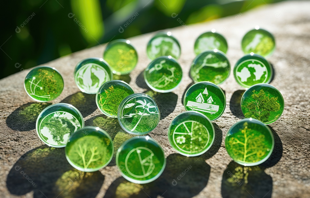 O globo verde com ícones de economia circular, economia para o crescimento futuro dos negócios e meio ambiente sustentável