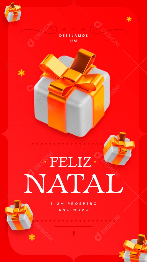 Social Media Story Desejamos Um Feliz Natal e Um Próspero Ano Novo PSD Editável