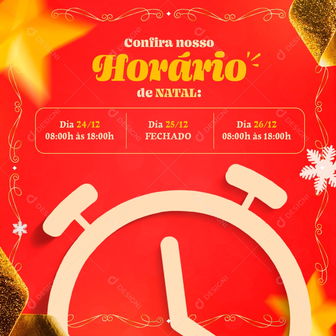 Social Media Confira Nosso Horário De Natal PSD Editável