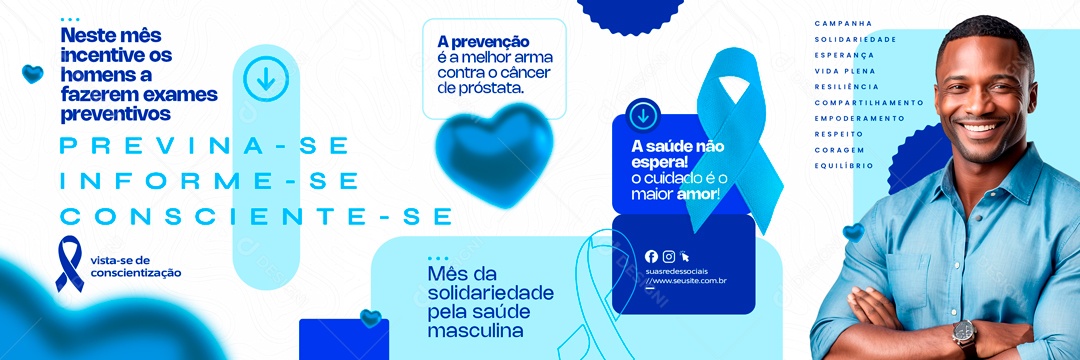 Carrossel Novembro Azul a Saúde Não Espera Social Media PSD Editável