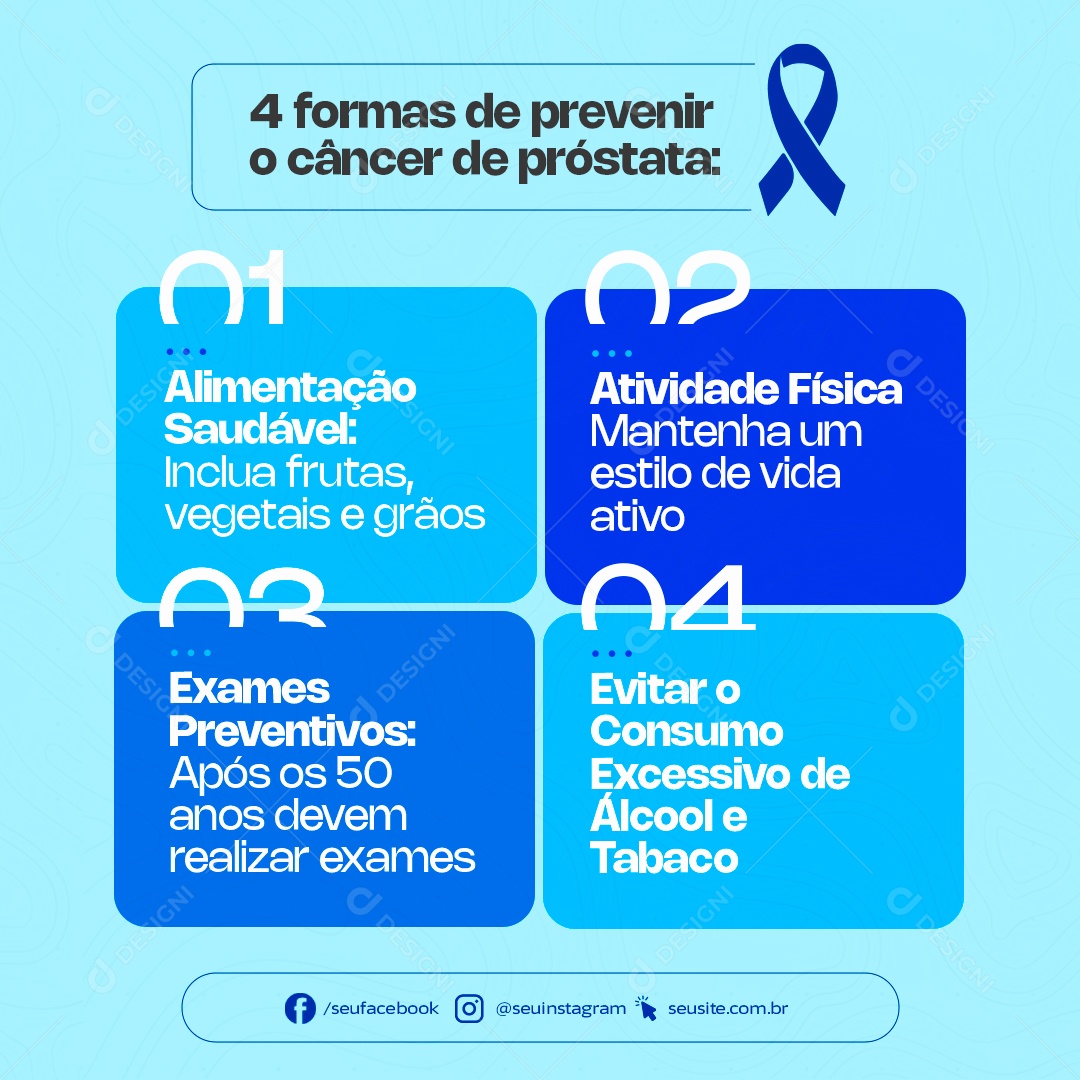Social Media 4 Formas De Previnir o Câncer De Próstata Novembro Azul PSD Editável