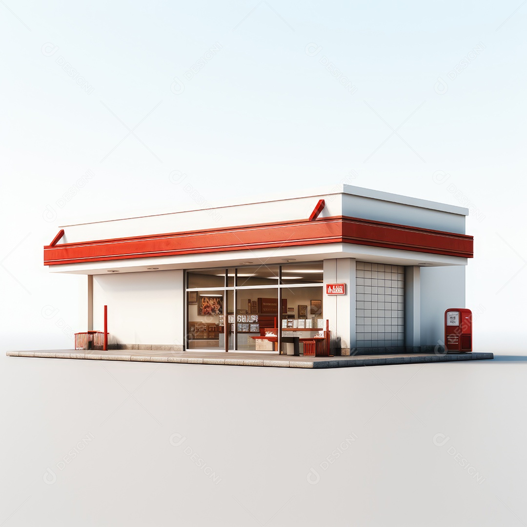 Um pequeno edifício comercial, edifício comercial. Aluguel ou venda de loja. Conceito de compras on-line. Negócios e comércio.