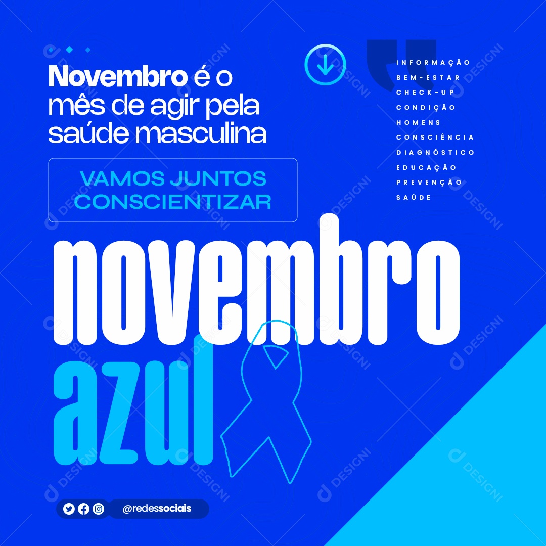 Social Media Novembro Azul Vamos Juntos Concietizar PSD Editável