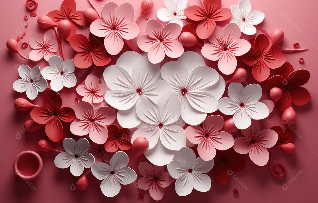 Feliz dia dos namorados saudação fundo em estilo realista de corte de papel. Corações de papel e realistas.