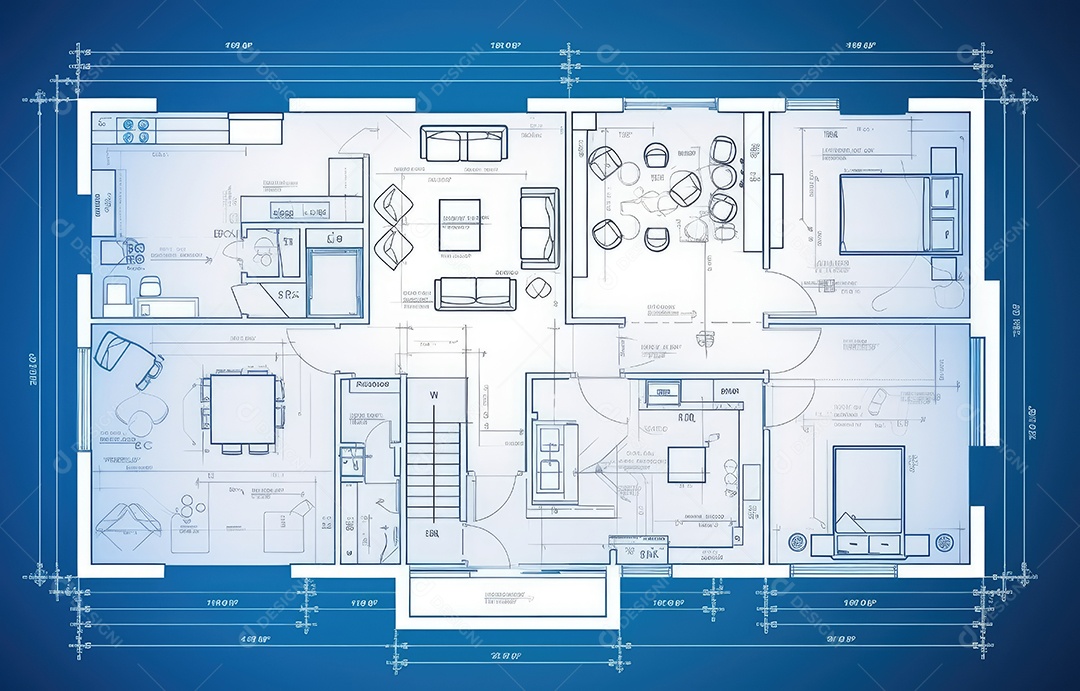 Design de interiores, projeto de casa e linha de plano de arquitetura de casa.