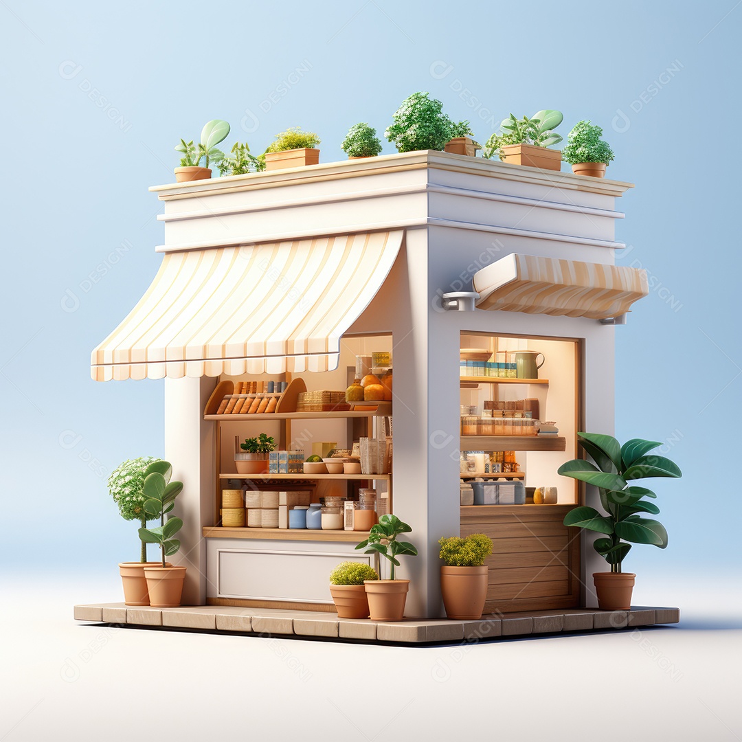 Um pequeno edifício comercial, edifício comercial. Aluguel ou venda de loja. Conceito de compras on-line. Negócios e comércio.