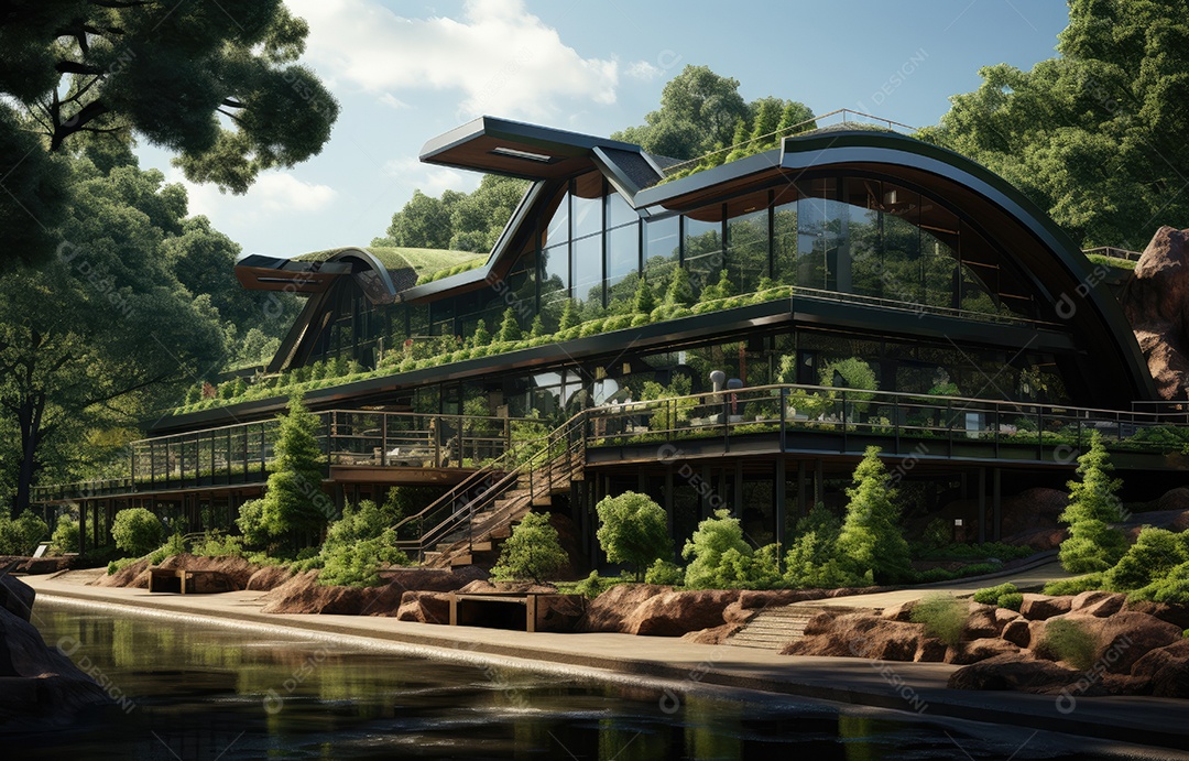 Empresa construindo floresta decorada, empresa verde conceito de carbono zero.