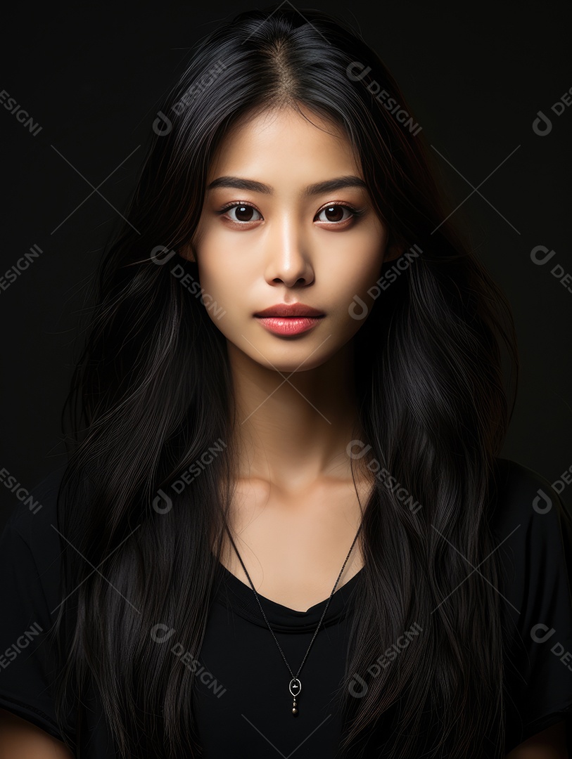 Fotografia de retrato de jovem mulher de beleza asiática com estilo de maquiagem coreano.