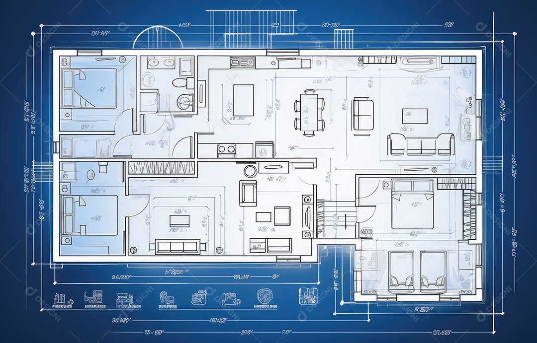 Design de interiores, projeto de casa e linha de plano de arquitetura de casa.