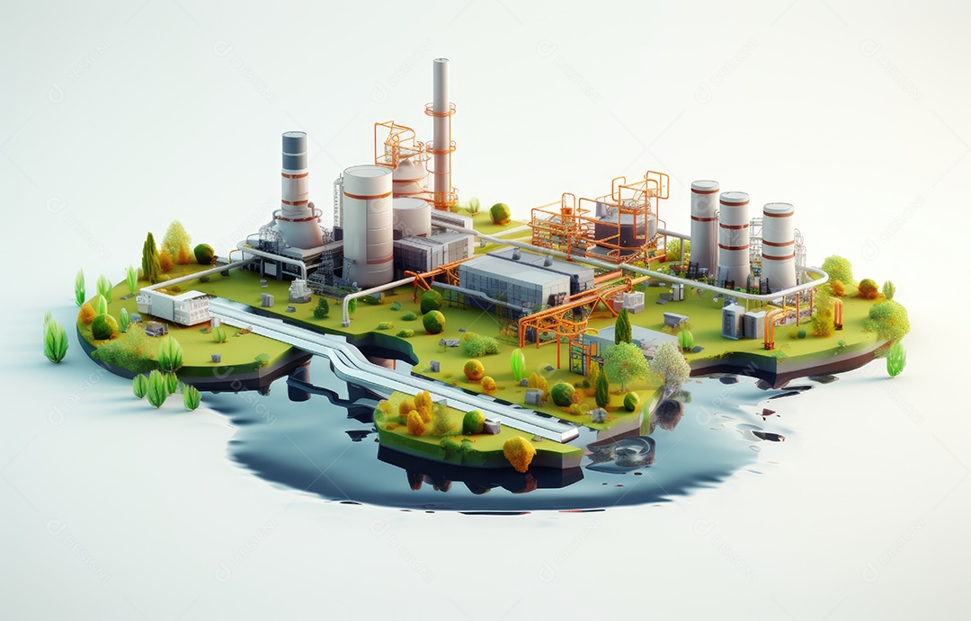 Processo de tratamento de águas residuais industriais em tratamento de esgoto ecológico de fábrica para salvar o conceito mundial