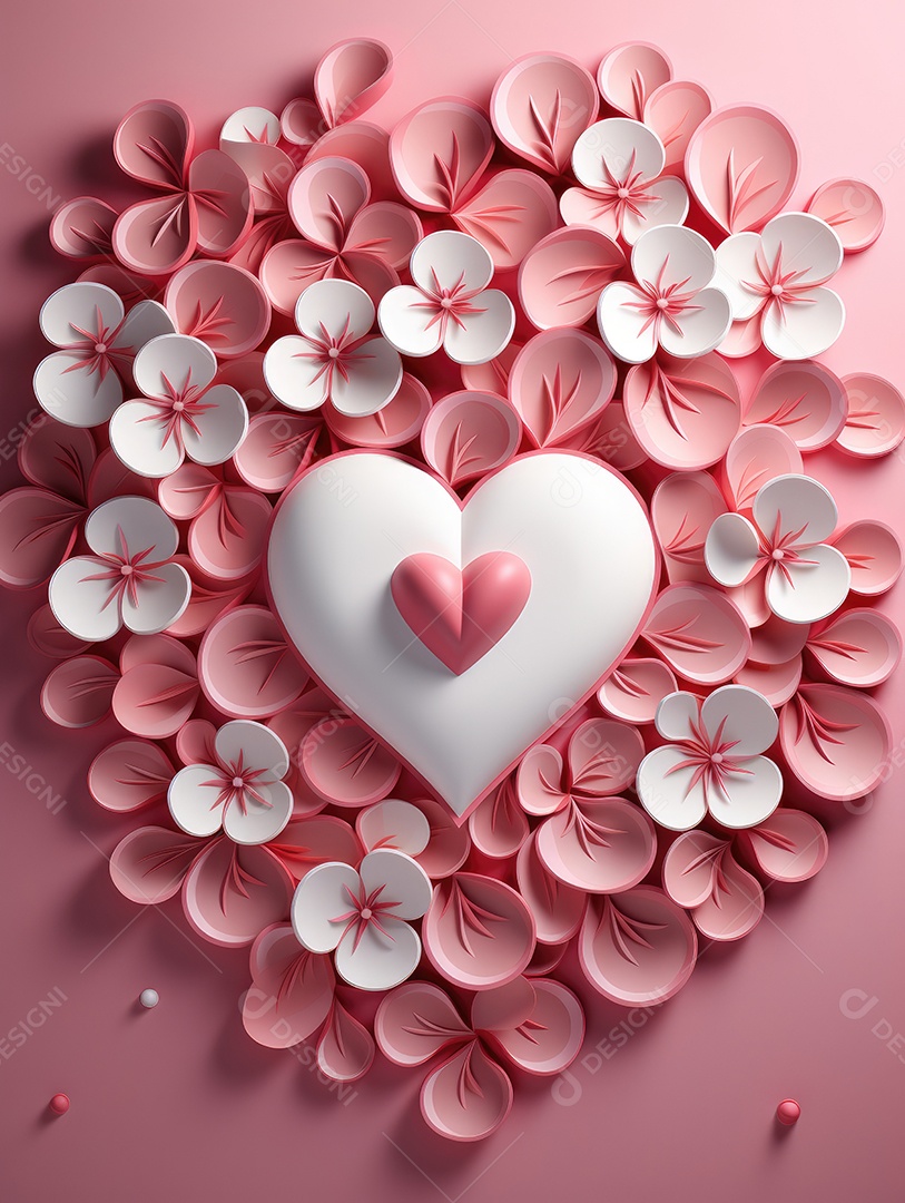 Corte de papel de Feliz Dia dos Namorados, coração com formato de coração de papel origami em fundo de cor pastel para cartão de felicitações