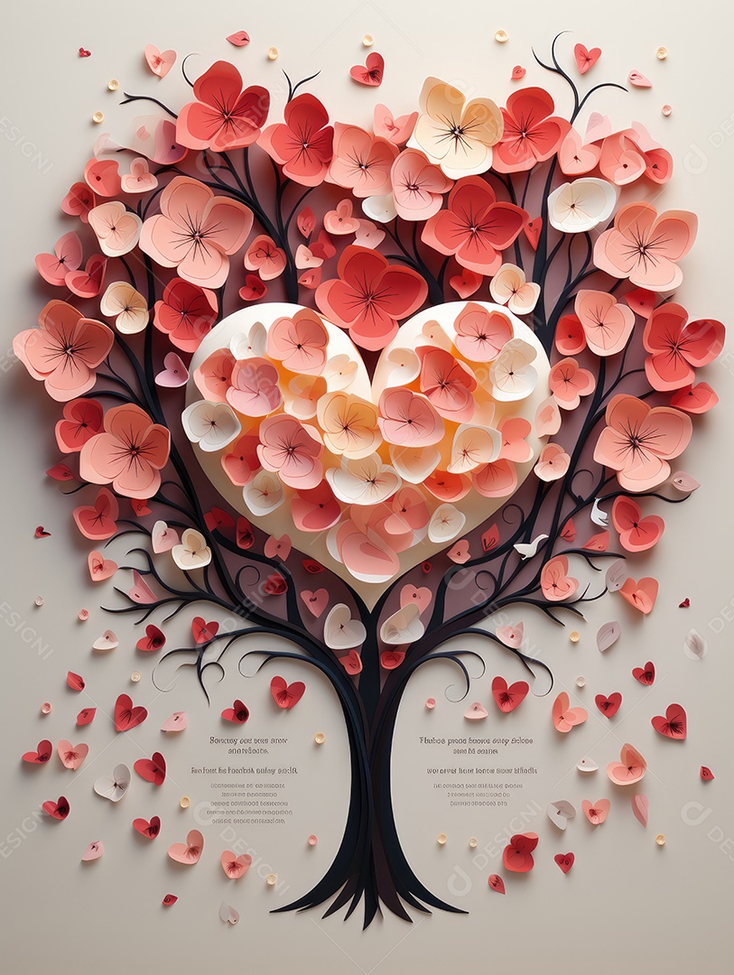 Cartaz de feliz dia dos namorados. Lindo corte de papel com moldura de coração em fundo doce. Estilo de corte de papel.